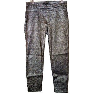 BANANA REPUBLIC 8R Black & Silver Tweed Sloan Rayon Skinny Stretch Ankle Pants